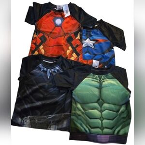 NWT Marvel Superhero Muscle Kids 3T Shirt Set Of 4 - Red, Blue, Black, Green